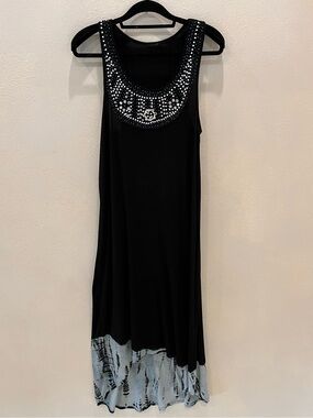 Black Embellished Scoop Neck high low maxi dress size large